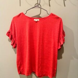 Max Studio Vibrant Coral Ruffle Blouse